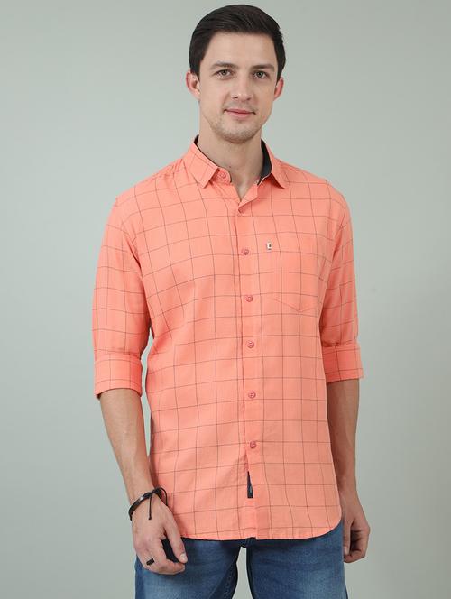 men long sleeves checkered casual shirt - 21582389 - Very Small Image - 1