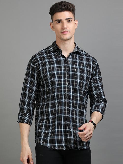 men long sleeves checkered casual shirt - 21582403 - Very Small Image - 1
