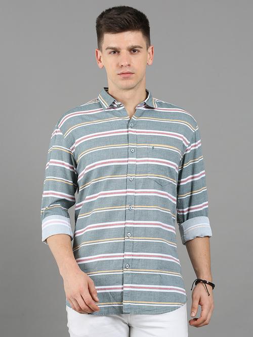 men long sleeves striped casual shirt - 21582417 - Very Small Image - 1