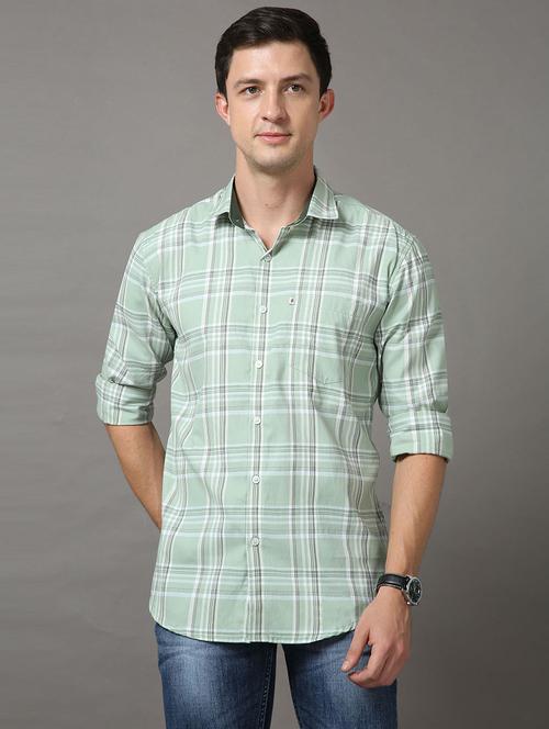 men long sleeves checkered casual shirt - 21582421 - Very Small Image - 1
