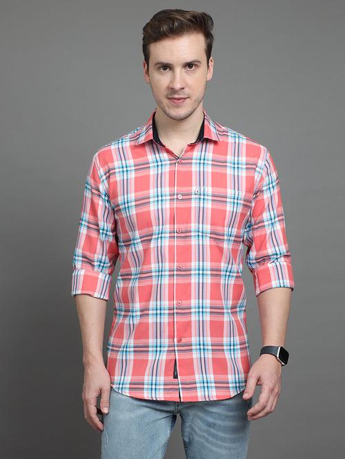 men long sleeves checkered casual shirt - 21582431 - Very Small Image - 1