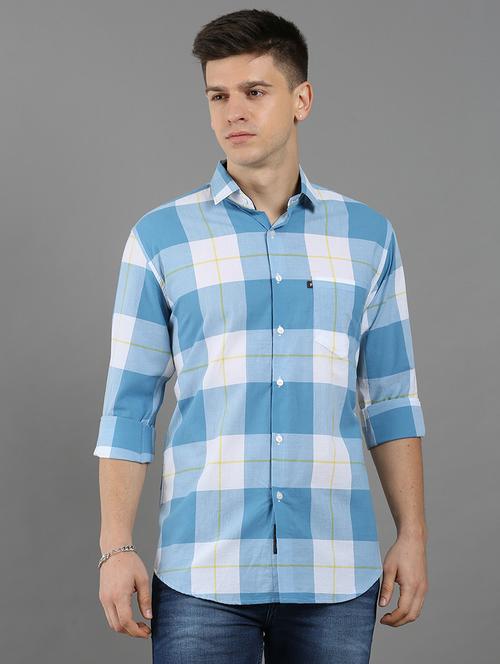 men long sleeves checkered casual shirt - 21582443 - Very Small Image - 1