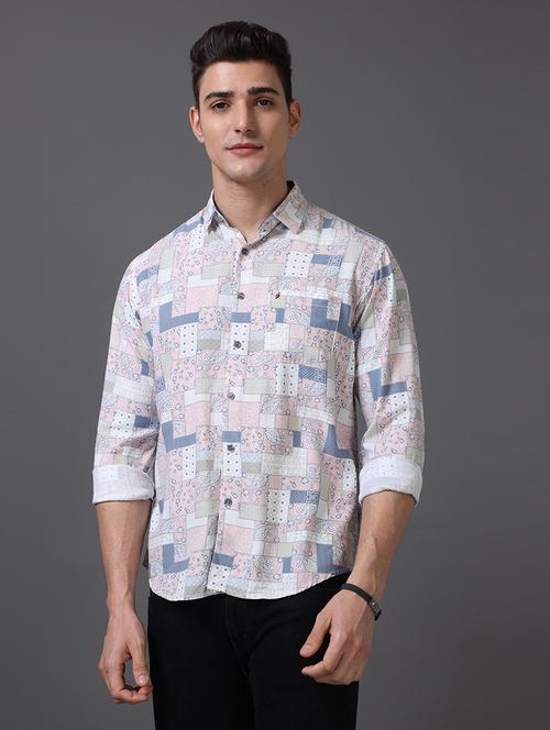 men long sleeves printed casual shirt - 21582587 - Very Small Image - 1