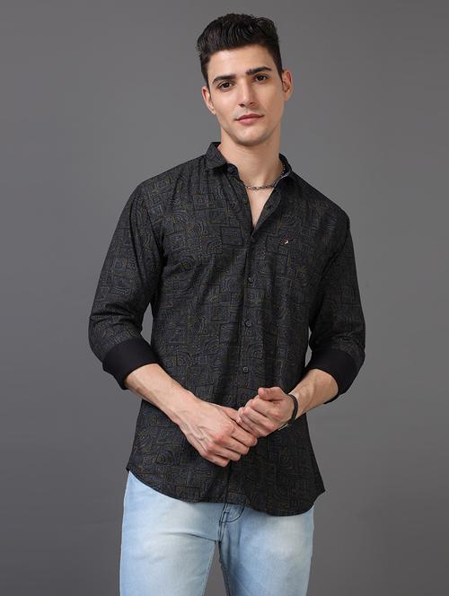 men long sleeves printed casual shirt - 21582590 - Very Small Image - 1