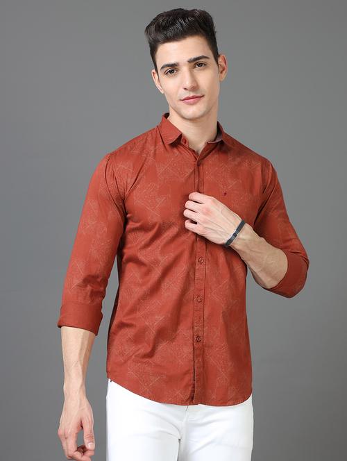 men long sleeves printed casual shirt - 21582610 - Very Small Image - 1