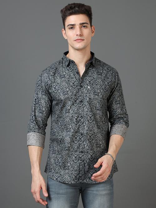 men long sleeves printed casual shirt - 21582615 - Very Small Image - 1