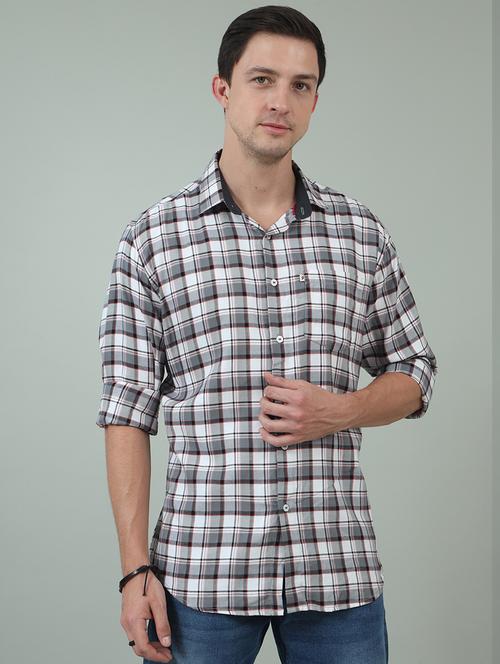 men checkered long sleeve casual shirt - 21582668 - Very Small Image - 1
