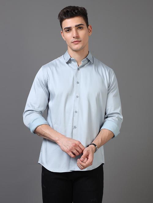 men solid long sleeve casual shirt - 21582686 - Very Small Image - 1