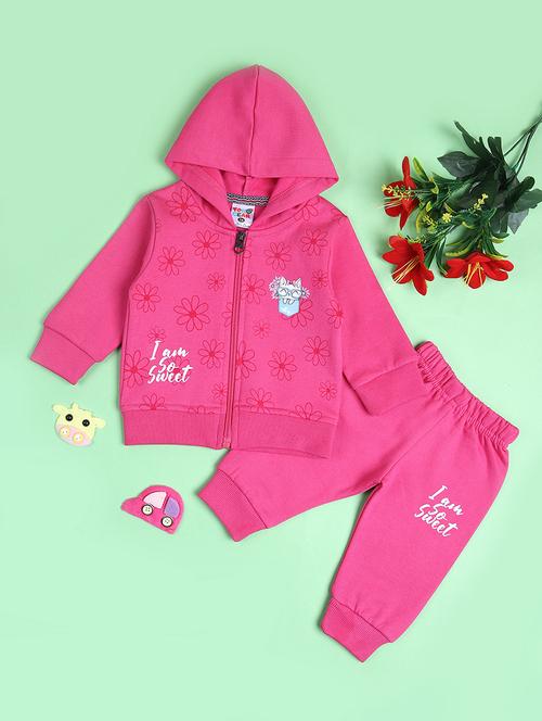 girls floral printed sweatshirt & joggers full length set - 21583012 - Very Small Image - 1