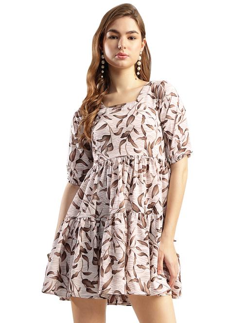women printed puff sleeve tiered dress - 21583550 - Very Small Image - 1