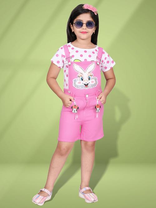 girls printed patch detailed dungaree - 21583661 - Very Small Image - 1