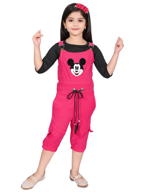 girls solid patch detailed three fourth jumpsuit - 21583662 - Very Small Image - 1
