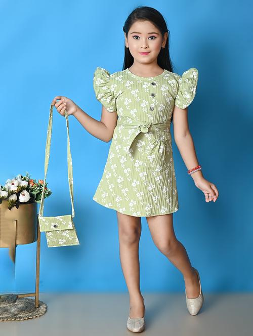 girls printed round neck a-line dress - 21583682 - Very Small Image - 1