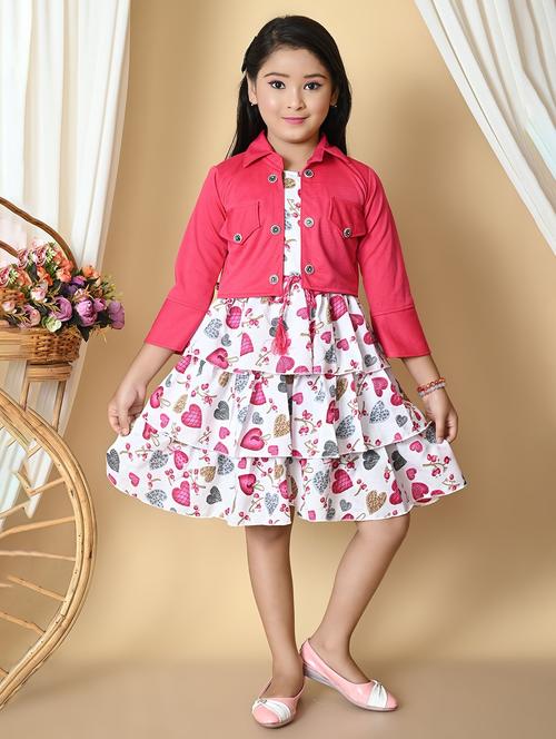 girls printed layered dress with jacket - 21583693 - Very Small Image - 1