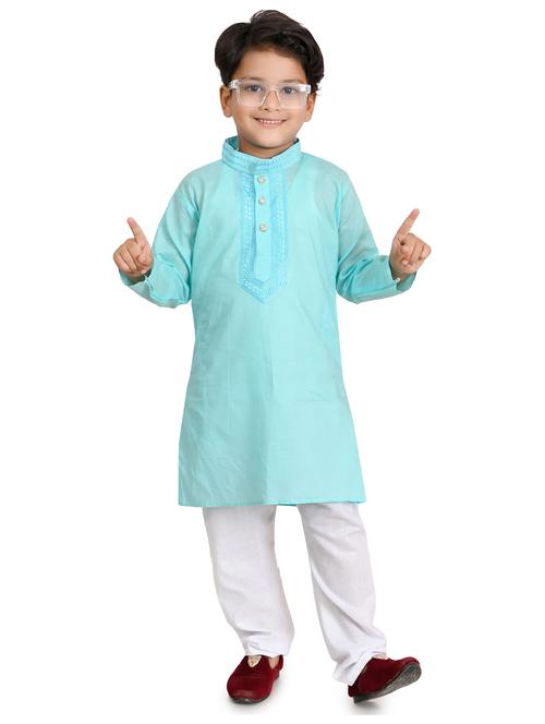 boys embroidered long sleeves kurta set - 21583775 - Very Small Image - 1