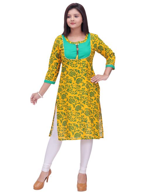 women floral round neck straight kurta - 21583804 - Very Small Image - 1