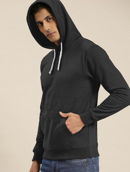 men solid long sleeve hooded sweatshirt - 21584092 - Very Small Image - 1