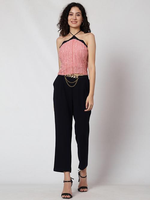women peach self-designed top and trouser co-ord set - 21584267 - Very Small Image - 1