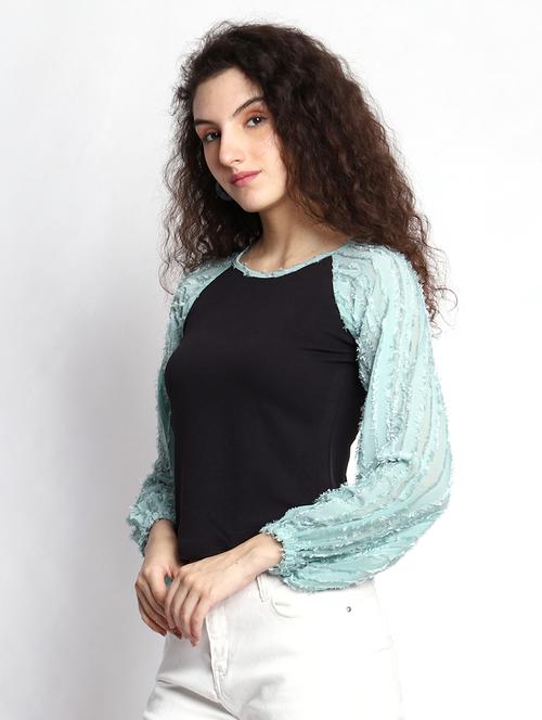 women round neck self-designed regular top - 21584306 - Very Small Image - 1