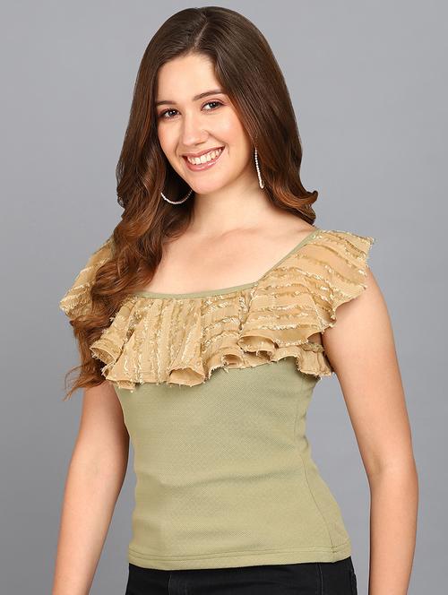women round neck self-designed regular top - 21584310 - Very Small Image - 1