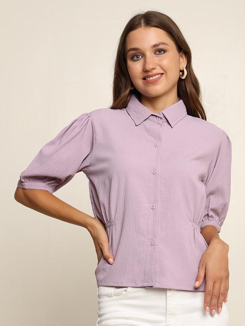 women lavender solid regular shirt - 21584335 - Very Small Image - 1