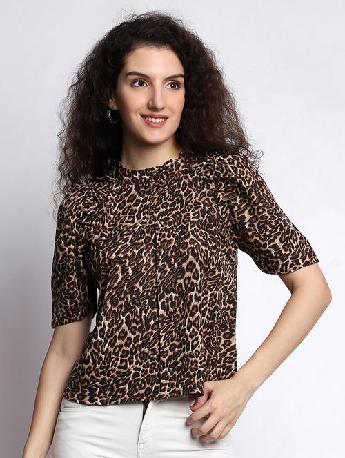 women brown animal printed regular top - 21584350 - Very Small Image - 1