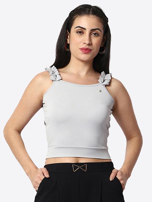 wome solid sleeveless crop top - 21584434 - Very Small Image - 1