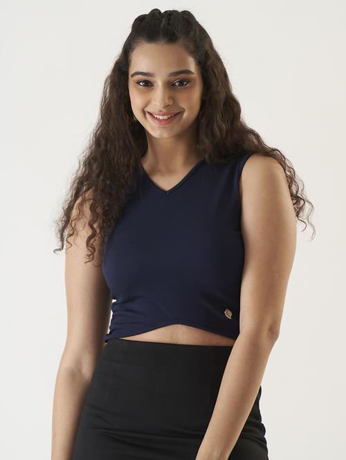 women solid sleeveless crop top - 21584438 - Very Small Image - 1