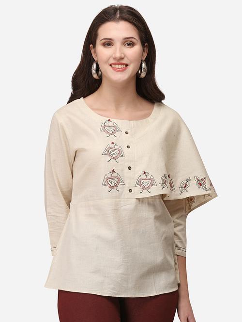 women printed detailed round neck top - 21584541 - Very Small Image - 1