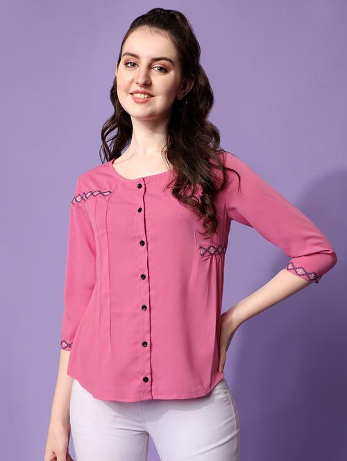 women embroidered round neck top - 21584557 - Very Small Image - 1