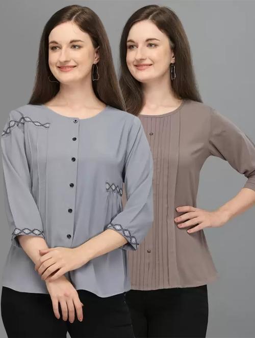 women pack of 2 embroidered regular top - 21584567 - Very Small Image - 1