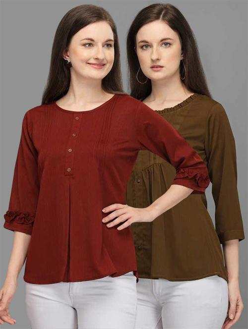 women pack of 2 solid regular top - 21584603 - Very Small Image - 1