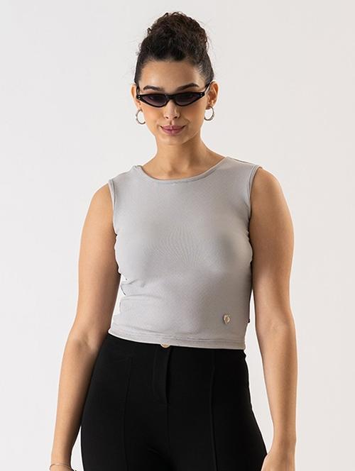 women solid sleeveless crop top - 21584610 - Very Small Image - 1