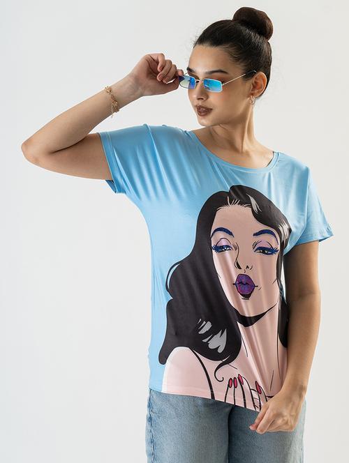 women graphic printed round neck t-shirt - 21584635 - Very Small Image - 1