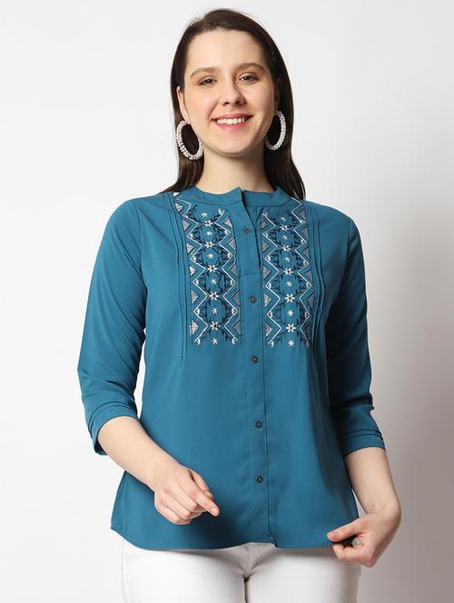 women embroidered three quarter sleeves top - 21584666 - Very Small Image - 1