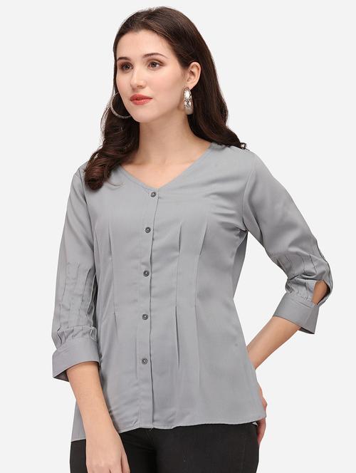 women solid three quarter sleeves top - 21584727 - Very Small Image - 1