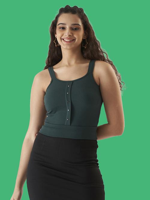 women solid sleeveless crop top - 21584730 - Very Small Image - 1