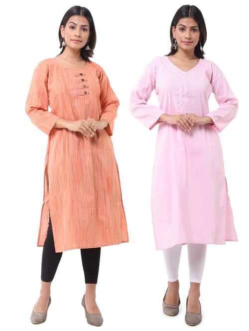women pack of 2 solid straight kurta combo - 21585186 - Very Small Image - 1