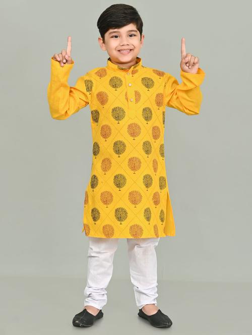 boys printed mandarin neck kurta pyjama set - 21585406 - Very Small Image - 1