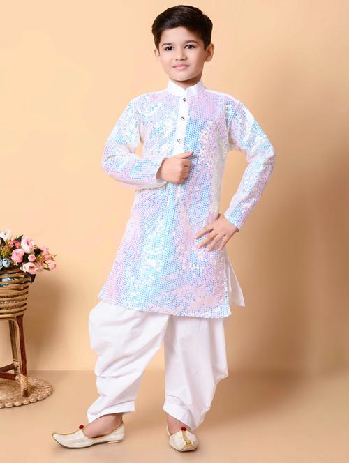 boys embroidered long sleeves dhoti kurta set - 21585490 - Very Small Image - 1
