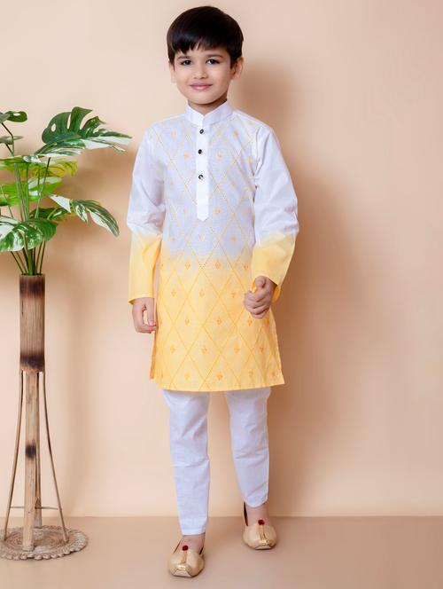 boys embroidered long sleeves kurta set - 21585569 - Very Small Image - 1