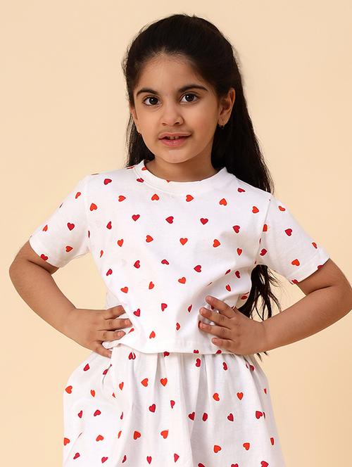 girls printed round neck top & skirt set - 21585788 - Very Small Image - 1