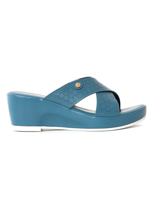 women blue slip on wedge - 21586290 - Very Small Image - 1