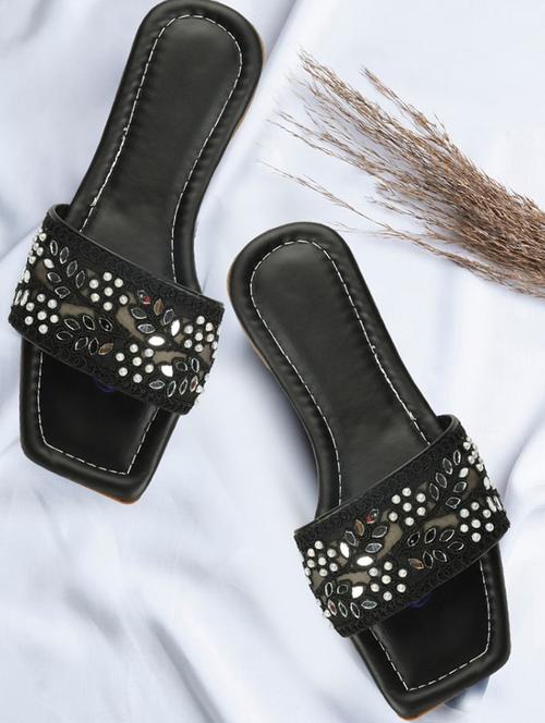 women embellished slip on flat sandal - 21586317 - Very Small Image - 1
