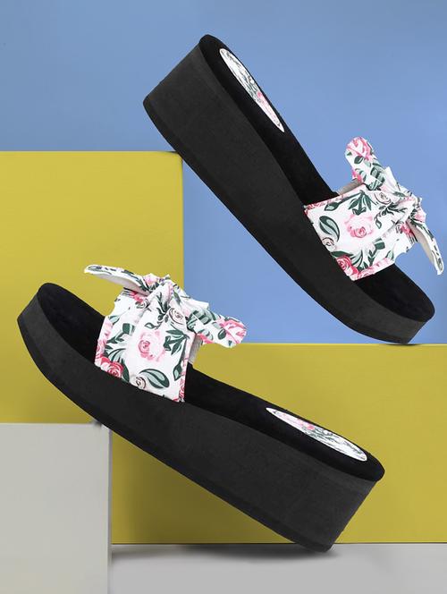 women white floral printed slip on wedge - 21586428 - Very Small Image - 1