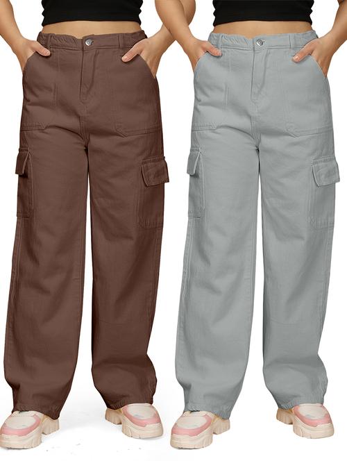 women pack of 2 solid denim cargos - 21591780 - Very Small Image - 1