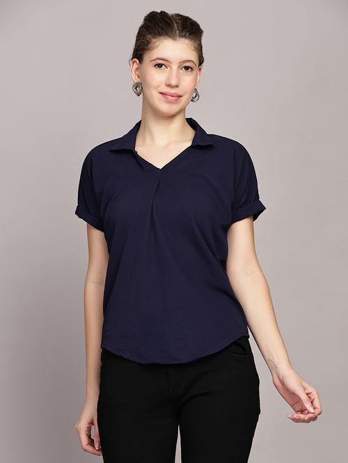 women solid short sleeve top - 21591948 - Very Small Image - 1