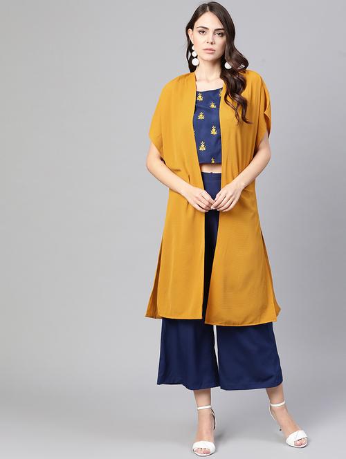 women blue embroidered fusion set - 21593263 - Very Small Image - 1