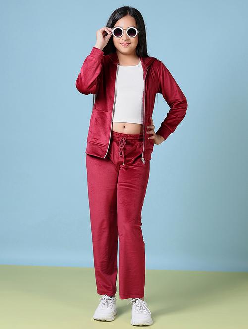 girls solid jacket and trouser set - 21593422 - Very Small Image - 1