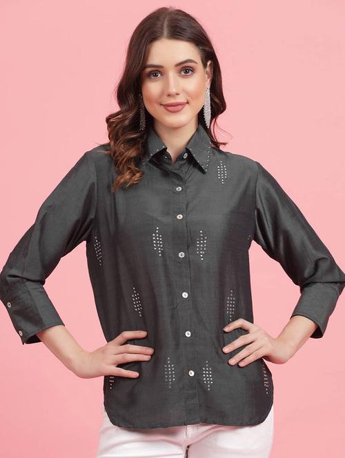 women embellished three quarter sleeves shirt - 21594812 - Very Small Image - 1